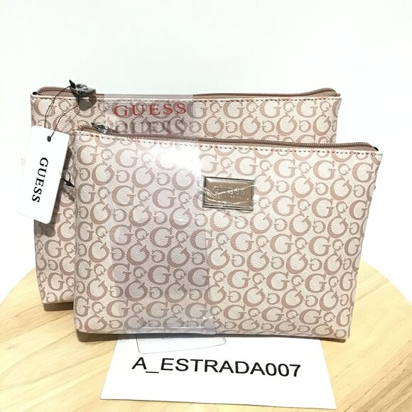 Guess Handbags - Guess Cosmetic Travel Make Up Toiletry Pouch Bag Junction Travel 2Pcs Blush/Pink